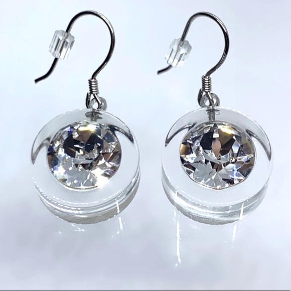 Women’s Crystal Acrylic Drop Earrings, Dangle Drop Style, Statement Earrings - Picture 8 of 12